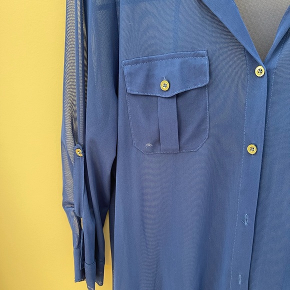 Bebe soft mesh blue blouse - Picture 4 of 4